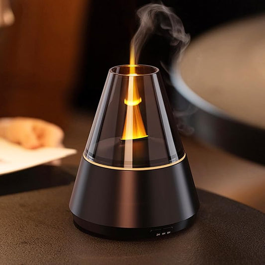 Flame Essential Oil Diffuser, Upgrade 7 Colour Lights Aromatherapy Diffuser, Oil Diffuser, Air Humidifier, Aroma Diffusers for Home, Bedroom, Office, Yoga, Timer & Waterless Auto Off - Bloomnest