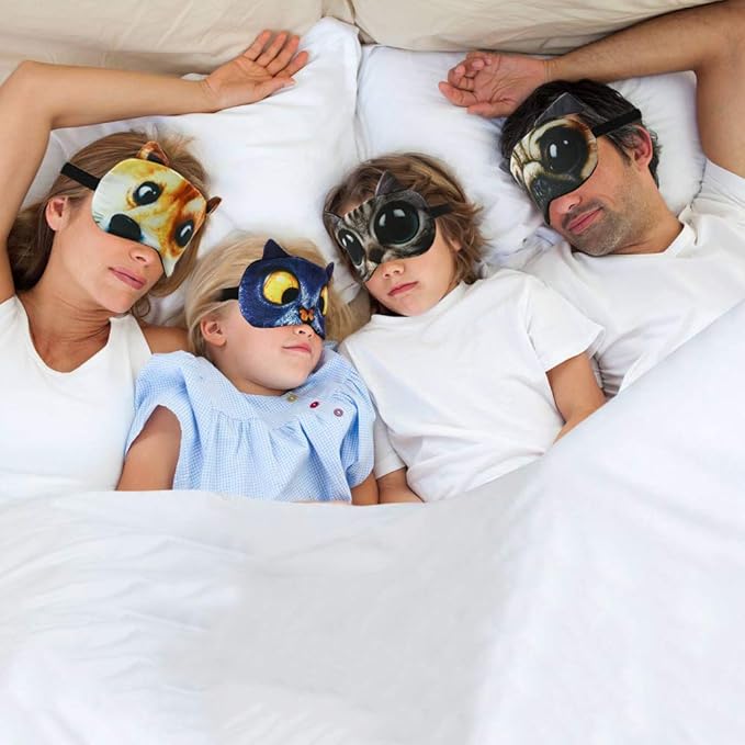 Tphon Sleep Mask for Adult Kids Boys Girls Funny Blindfolds Soft Cute Animal Sleeping Masks with Adjustable Strap for Travel Naps Shift Works Games - Bloomnest