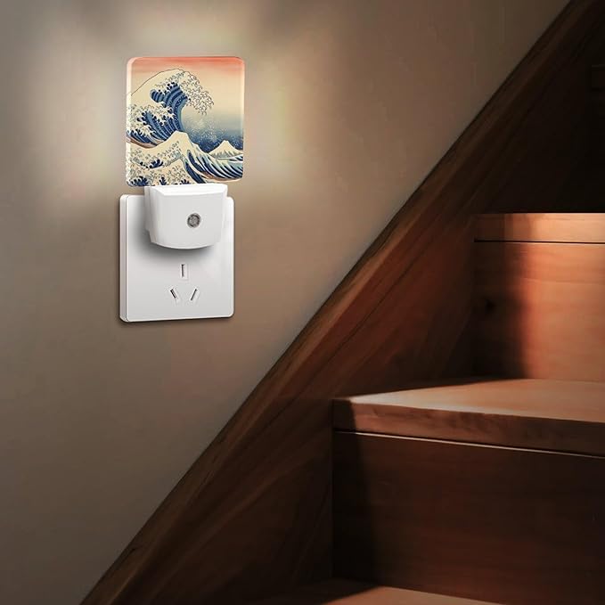 Ocean Waves Night Light, Plug into Wall Decor Nightlights for Bedroom, Bathroom, Hallway, Kitchen, with Dusk to Dawn Light Auto Sensors LED Night Lights for Boys Girls Women Men Room Gifts - Bloomnest