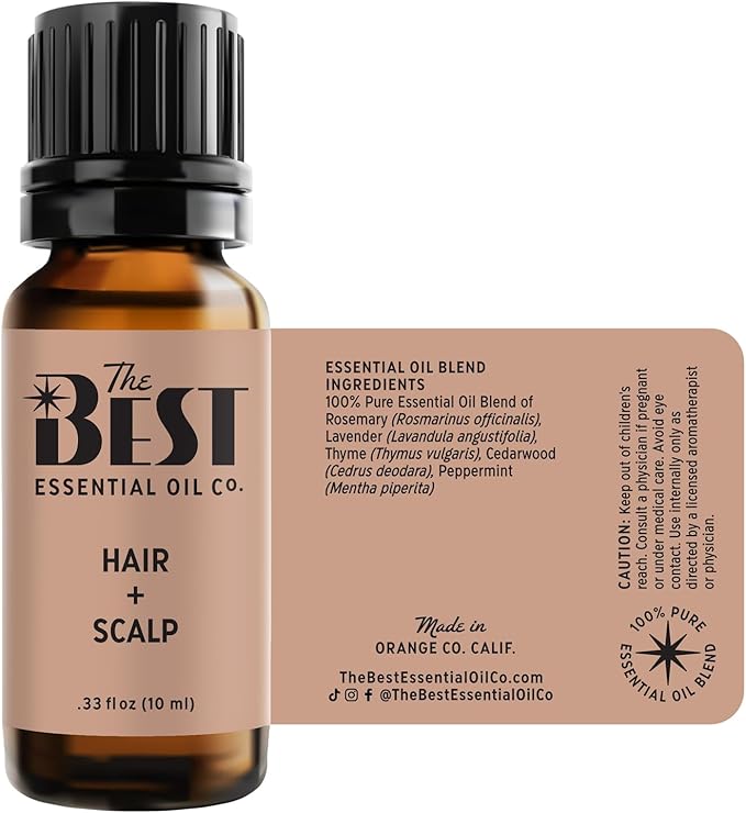 The Best Hair + Scalp Essential Oil Blend- Premium Grade- 100% Pure & Natural for Aromatherapy, Diffuser, Spa, Massage, Air Freshener- 10 ml (.33 fl oz) - Bloomnest