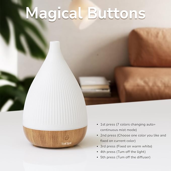 Ultrasonic Essential Oil Diffuser, Home Fragrance Aroma Diffuser with Auto Shut-Off, 8-Color Night Light & Ultra-Quiet Operation, BPA-Free Portable Aromatherapy Humidifier for Home (Light) - Bloomnest