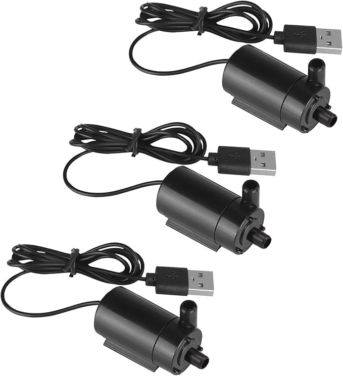 3PCS DC 3-5V USB Micro Submersible Mini Water Pump,Small Aquarium Pump for Fish Tank Aquariums Pond Fountain Hydroponics Garden (Black) - Bloomnest