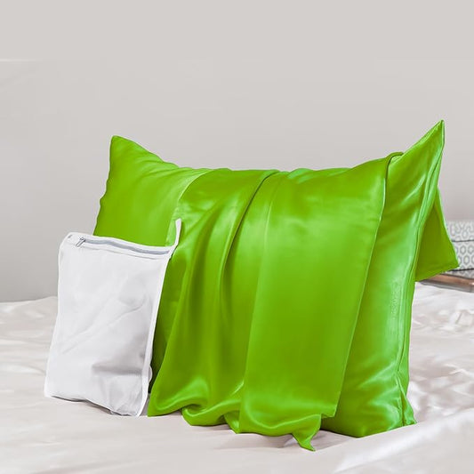 PROMEED Grade 6A+ Silk Toddler Pillow Case 13x18, Both Sides Premium Natural 23 Momme Mulberry Silk Pillowcase with Zipper, Free Laundry Bag (1pc, Green) - Bloomnest