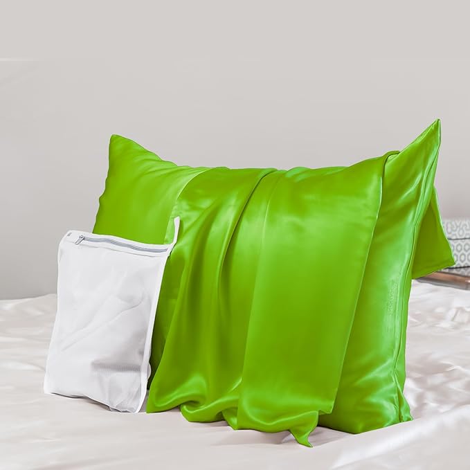 PROMEED 23 Momme Silk Pillowcase for Hair and Skin, Both Sides Upgraded Grade 6A+ Mulberry Silk Pillow Case with Zipper, Cooling Pillow Cases for Hot Sleepers (King 20"x36",Green) - Bloomnest