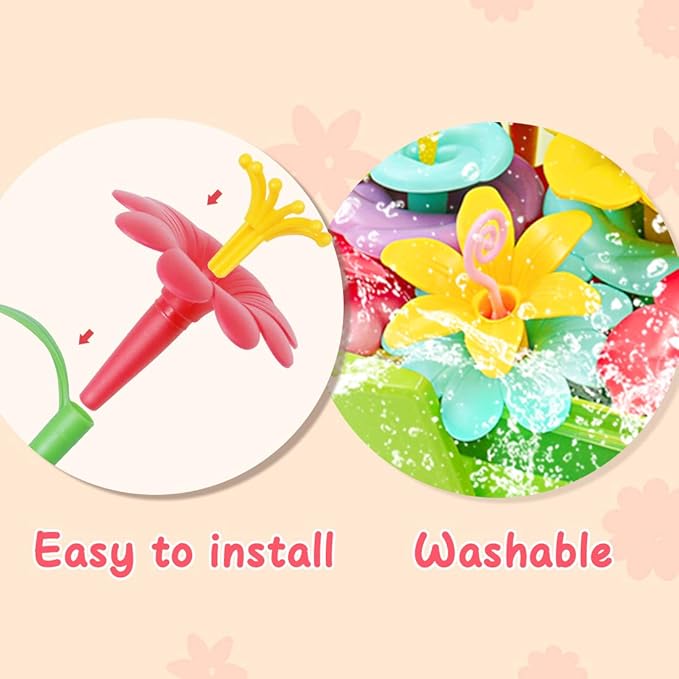 VERTOY Gifts for 3 4 5 6 Year Old Girls, Flower Garden Building Toys Set for Toddlers, STEM Preschool Activities and Gardening Pretend Playset, Stacking Game for Age 3+ Little Kids - Bloomnest
