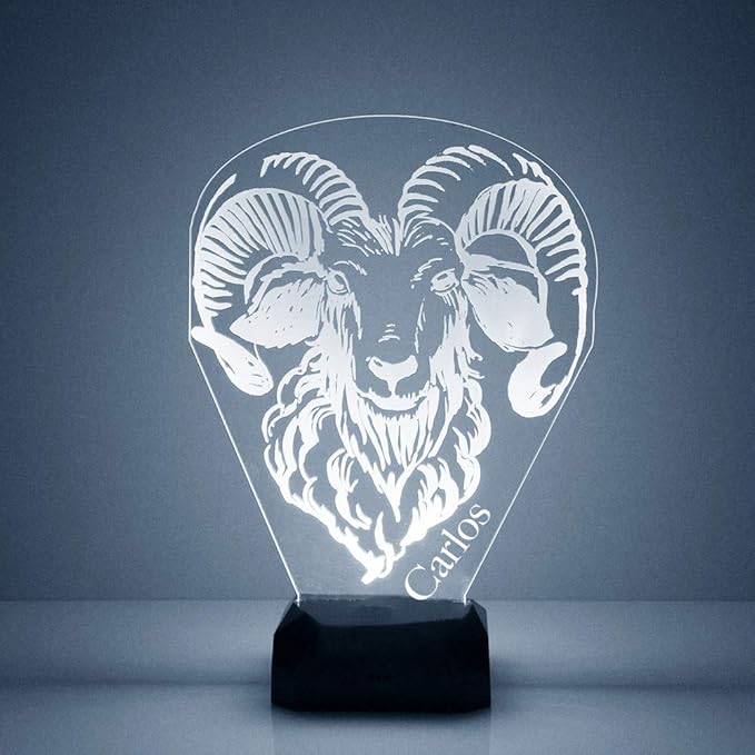 Bighorn Sheep Custom 3D Illusion Lamp with Remote | LED Night Light with Personalized Name, Logo, Image, Design | 4 Modes, 16 Light Colors | USB or Battery Power | Made in The USA - Bloomnest