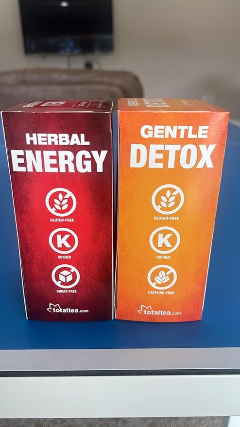 Total Tea Detox Tea & Energy Set - 25 Day Detox - Herbal SIim Tea with Chamomile - Hibiscus Tea and Ginger Root for Colon Cleanse – Natural Citrus & Cinnamon Fruit Tea for Digestive Health - Bloomnest