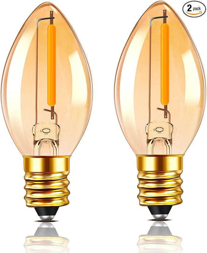 C7 LED Nightlight Light Bulbs E12 Amber Salt Lamp Light Bulb 0.5W Equivalent 5W 7W Incandescent Bulb Small Light Bulbs for Night Light Chandelier Decorative String Light Christmas -2 Pack - Bloomnest