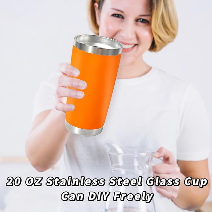 1 Pack 20oz Stainless Steel Tumbler with Lid, Leakproof Double Wall Travel Mug for Hot/Cold Drinks, Home Office Outdoor Party Use, Durable Powder Coated Insulated Cup/Orange - Bloomnest