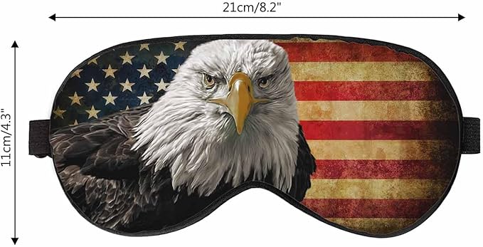 Bald Eagle Sleep Eye Mask Vintage Hipster American Flag Men Women Sleep Mask with Adjustable Strap Eye Cover Eye Shade for Travel, Nap,Meditation - Bloomnest