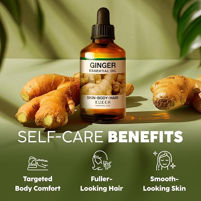 KUKKA Ginger Essential Oils - 4 Fl Oz - for Hair, Skin, Diffuser, Aromatherapy & DIY Soap Making Scent - Bloomnest