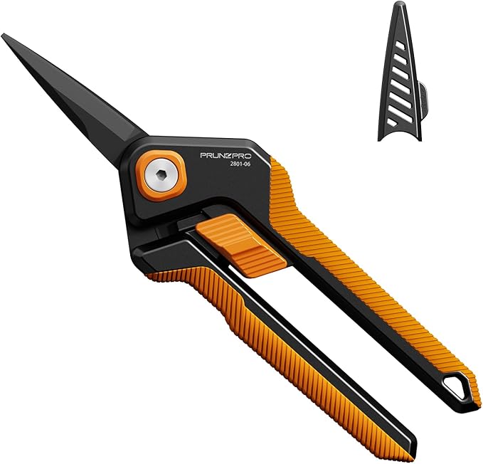 PrunePro Garden Scissors Pruning Shears Sharp Stainless Steel Non-Stick Teflon Coating Blade for Precise Cuts Garden Snip Bonsai Clippers for Plants Rose Flower Orange 1 Pack - Bloomnest