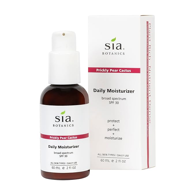 Sia Botanics Prickly Pear Daily Facial Moisturizer - SPF 30 (59ml/2oz Pump Bottle) | Face Sunscreen w/Prickly Pear, Sweet Orange, Lavender | Natural, Clean, Botanical Skincare for Women - Bloomnest
