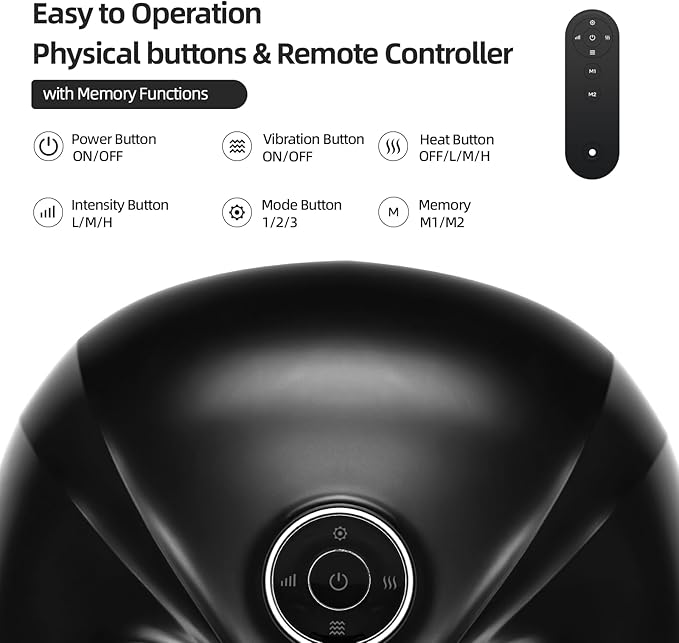 Heated Foot Massager with Shiatsu Kneading, Scraping & Vibration – Ideal for Deep Massage at Home or Work – Includes Remote & 2 Memory Modes