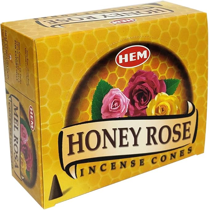 TRUMIRI Incense Cone Holder Bundle with Hem Honey Rose Incense Cones - Pack of 12 (Approx 120 Cones) TRUMIRI