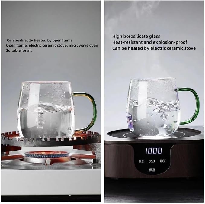Clear Glass Mug With Handle, 16 oz, High Borosilicate Large Coffee Mug for Drinking or as a Gift - Bloomnest