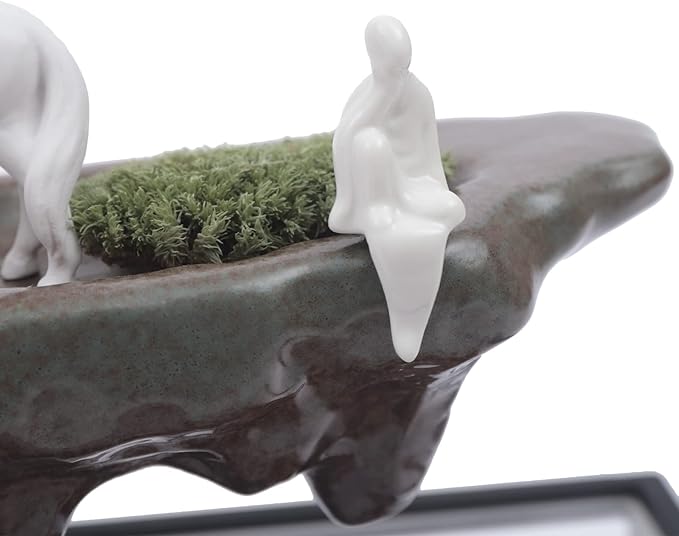 Zen Meditation Fountain Decoration,Desktop Waterfall Waterfall Fountain Rockery Meditation Set with Pump,Ceramic Tabletop Fountain,Indoor Zen Relaxing Tools for Home,Office,Living Room - Bloomnest