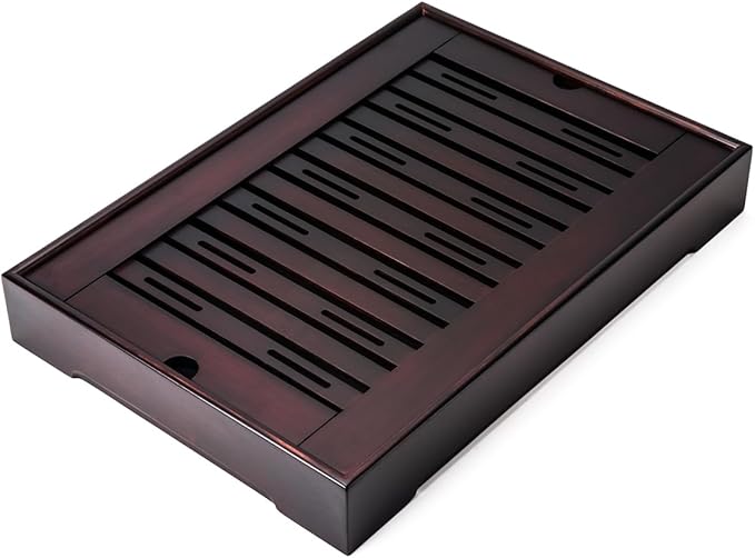 XL Size Bamboo Chinese Tea Tray - 15.6 x 10.9 inch Japanese Tea Serving Tray, Gongfu Tea Table Set with Reservoir Type Water Storage Box Kong Fu Tea Tray - Bloomnest