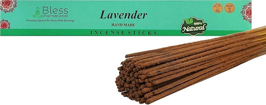 Bless-Lavender 100%-Natural-Handmade-Hand-Dipped-Incense-Sticks Organic-Chemicals-Charcoal-Free Purification-Relaxation-Positivity-Yoga-Meditation Best-Woods-Scent (25 Sticks (1.4 OZ)) BlessInternational