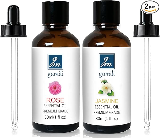 Rose Essential Oil and Jasemine Essential Oil, Floral Scent Oils Home Fragrance Oils for Diffuser Perfume Candle Soap Making - 2 Oz, Pack of 2 - Bloomnest