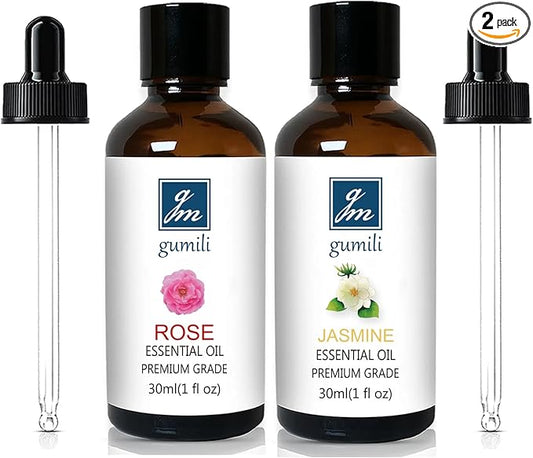 Rose Essential Oil and Jasemine Essential Oil, Floral Scent Oils Home Fragrance Oils for Diffuser Perfume Candle Soap Making - 2 Oz, Pack of 2 - Bloomnest