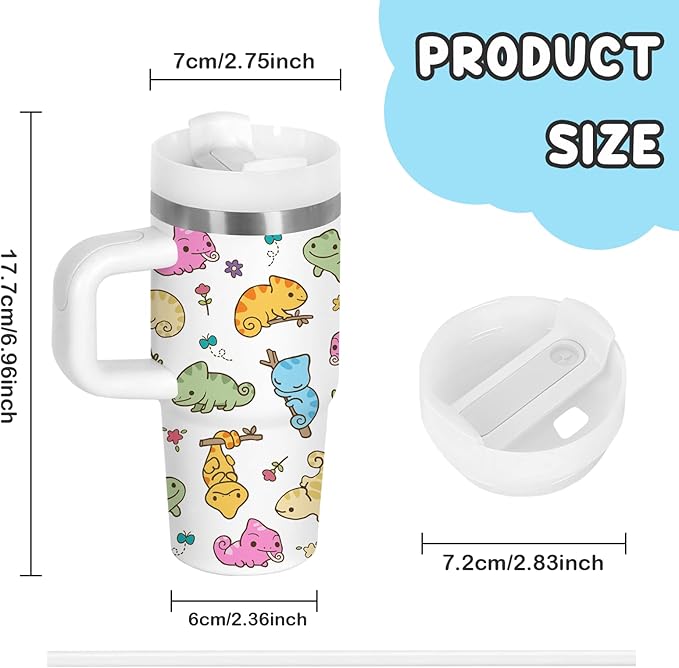 Axolotl Gifts for Kids - 14oz Cute Kids Axolotl Tumbler with Handle and Straw, Stainless Steel Insulated Water Cup, for Sport, School, Travel - Axolotl Lovers Gift for Children Birthday Gift Cup(1pc) - Bloomnest