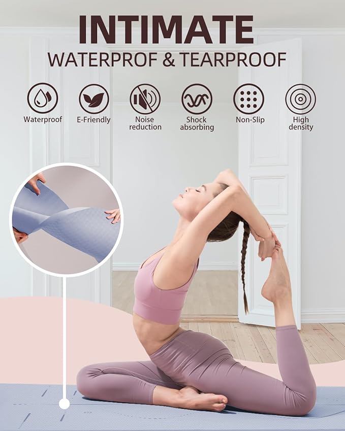YOTTOY Yoga Mat, 72"x 32"x1/3" Extra Wide Non-Slip Exercise Fitness Yoga Mats,Eco-Friendly TPE Exercise Mats for Women Men Home Workout with Strap Bag - Bloomnest