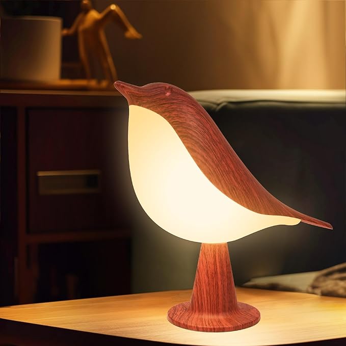 Bird Small Desk Lamp, Dimmer Kids Night Light for Bedroom, Cordless Table Lamp with 3 Color Temperature and Touch Sensor, Rechargeable Bedside lamp, Hummingbird Lamp - Bloomnest