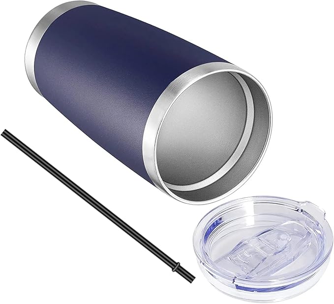 VEGOND 20oz Tumbler with Lid and Straw Stainless Steel Tumbler Cup Bulk Vacuum Insulated Double Wall Travel Coffee Mug Powder Coated Coffee Cup(Navy Blue 12 Pack - Bloomnest