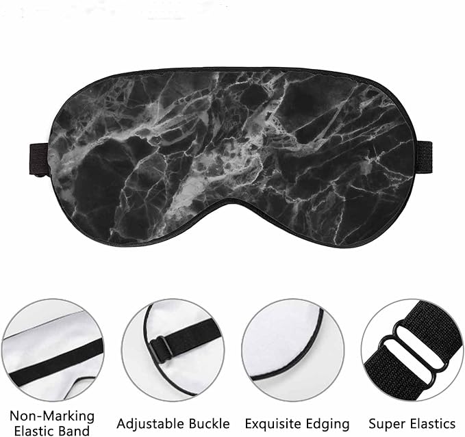 Black Marble Sleep Eye Mask Abstract Grunge Liquid Men Women Sleep Mask with Adjustable Strap Eye Cover Eye Shade for Travel, Nap,Meditation - Bloomnest
