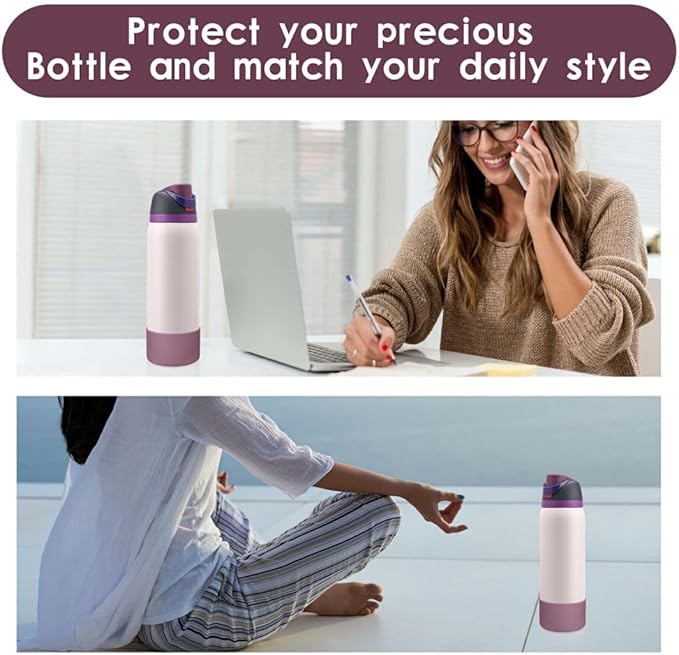 2PCS Silicone Water Bottle Boot, Compatible with Owala 24oz 32oz 40oz, Protective Anti-Scratch & Anti-Dent No Noise Sleeve Cover for FreeSip/Twist/Flip Water Bottles (Mauve, 40oz) BKBY