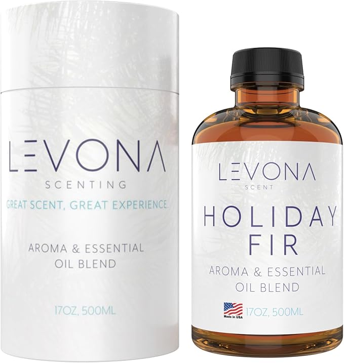 Levona Scent Essential Oil - Fresh Aroma for Home, Office, Hotel & Spa, Perfect in Humidifiers and Diffusers, Luxury Fragrance, with Sandalwood, Amber, Winter Fir Notes - 500ml/ 17 fl oz, Holiday Fir LEVONASCENT