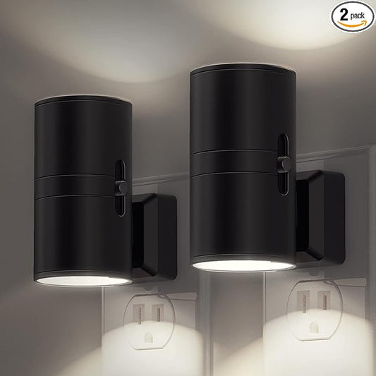 L LOHAS LED Bright Night Light, Night Lights Plug into Wall, 5000K Daylight White, Dimmable Nightlight Plug in with Light Sensor, Decorative LED Nightlights for Hallway Bathroom Kitchen, 2 Pack - Bloomnest