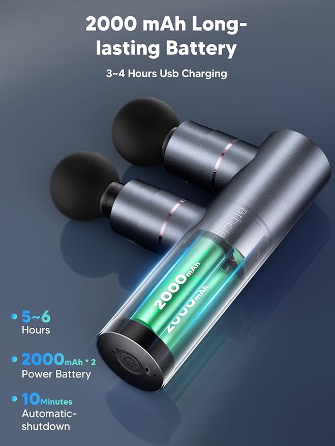 arboleaf Massage Gun Deep Tissue with Double Heads, Full-Metal Electric Portable Handheld Massager for Back, Shoulder, Sore Muscles, Pain Relief, 5 Modes, Seamless Speed Control - Bloomnest
