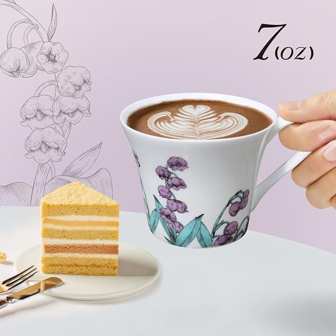 Tea Cup Set With 2 Tea Cups 2 Saucers And 2 Spoon 7 OZ Espresso Coffee Mug Vintage Creativetea Teacup And Saucer Set For Coffee,Tea,Latte, Cappuccino - Bloomnest