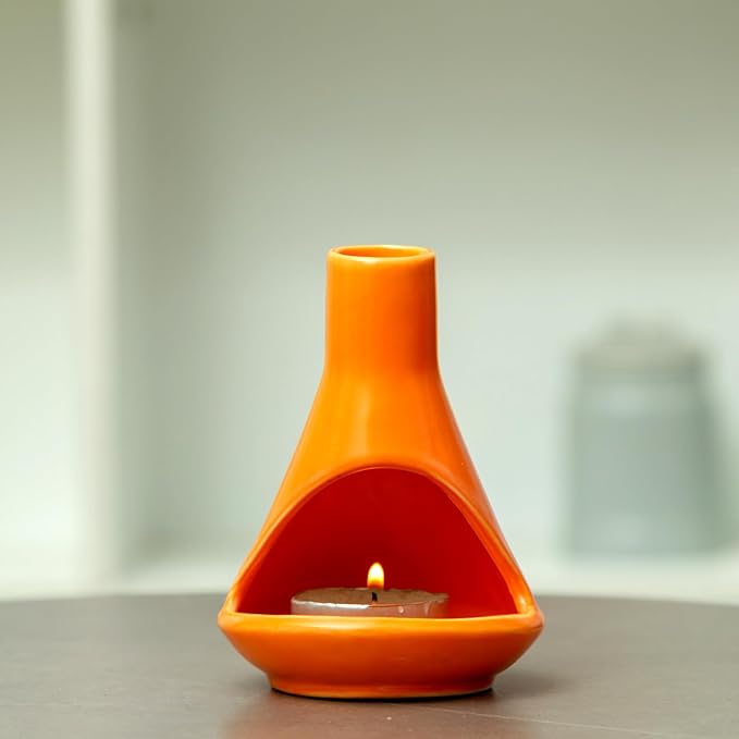 Handmade Ceramic Chiminea Palo Santo Holder - Modern Medieval Incense Burner and Candlet Holder - Zen Home Decor - Bloomnest