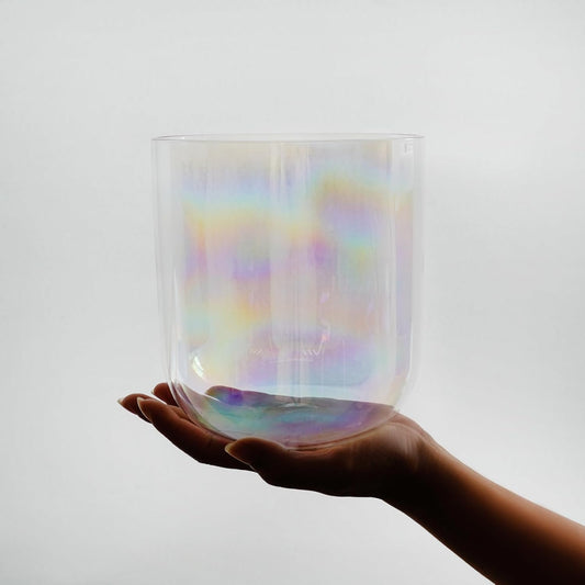 Hye-eun 5.25Inch B Note Crown Chakra Clear Cosmic Light Crystal Singing Bowl Quartz Sound Bowl with Free Mallet & O-ring are Included