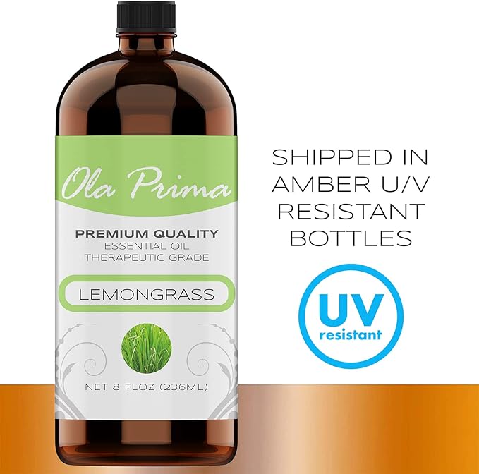 Ola Prima Lemongrass Essential Oil - Aromatherapy Oils - 8 Fluid Ounces Bulk - Bloomnest