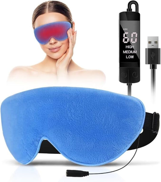 KOVNLO Heated Eye Mask, Washable USB Electric Moist Heat Warm Compress for Eyes, Eye mask with Flaxseed for Dry Eyes, Blepharitis, Chalazion, MGD, Stye Eye Treatment - Bloomnest