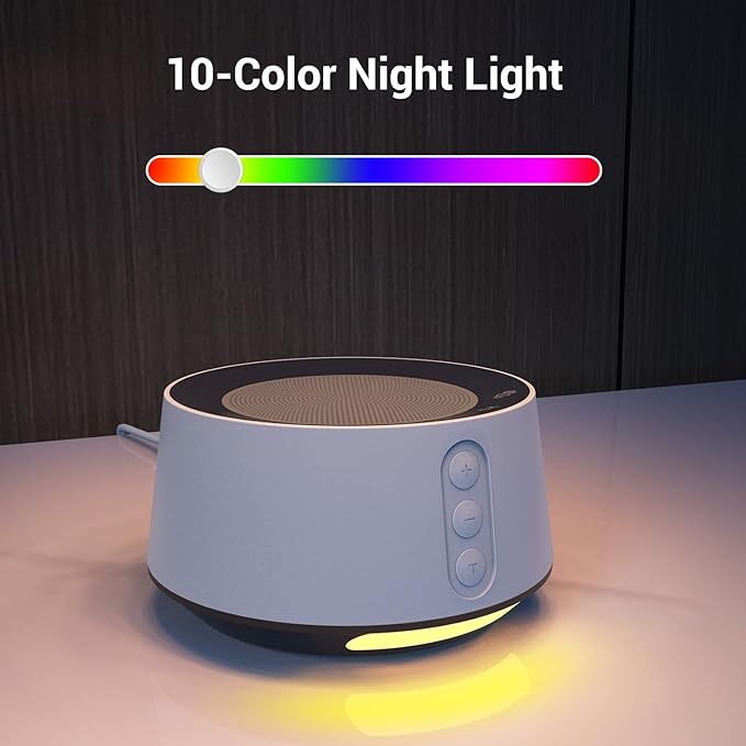 BGOVERSS White Noise Sound Machine with 20 Soothing Sounds, 10 Colors Night Light Sleep Machines Home Office Travel, 5 Timers and Memory Feature Sound Machine for Nursery Baby Kids Adults, Pink - Bloomnest