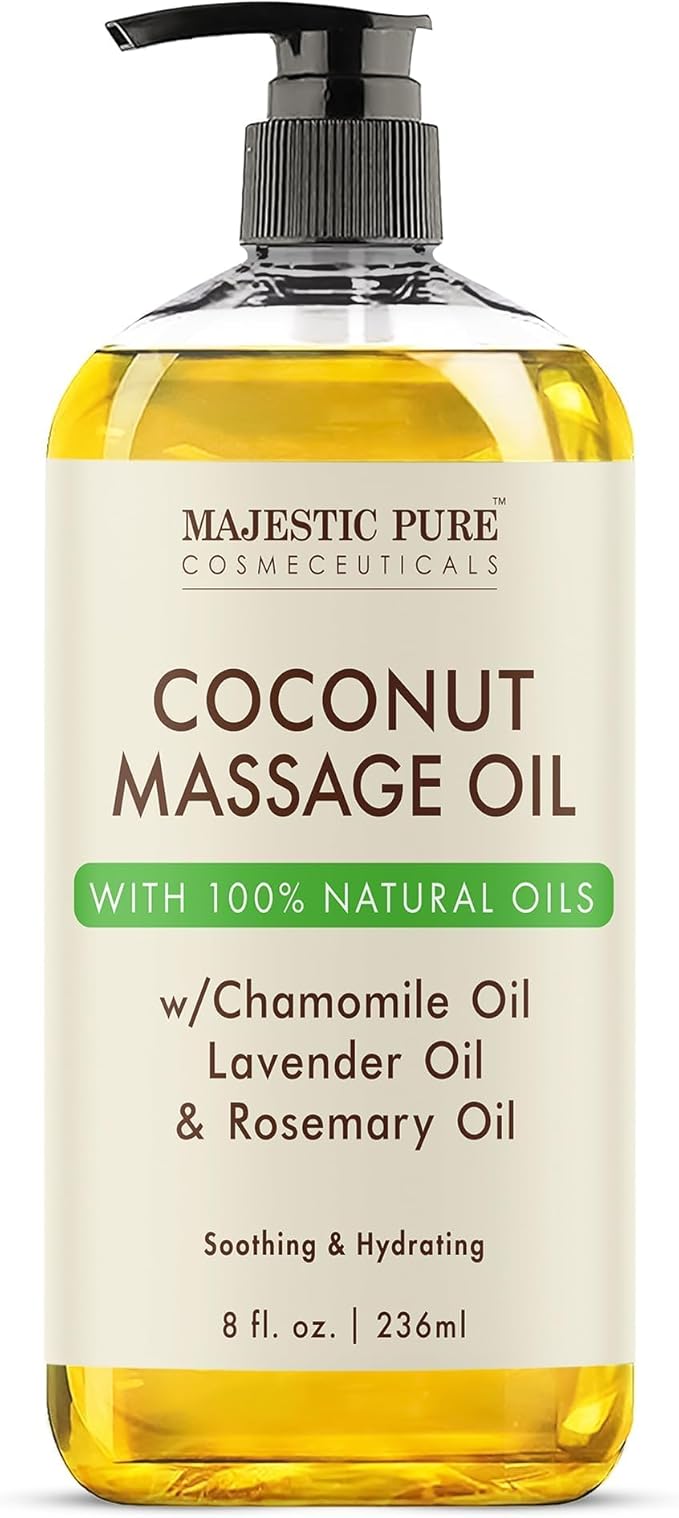 MAJESTIC PURE Coconut Massage Oil for Massage Therapy - Refreshing, and Relaxing - Natural Oils - for All Skin Types - Men and Women - 8 fl oz - Bloomnest