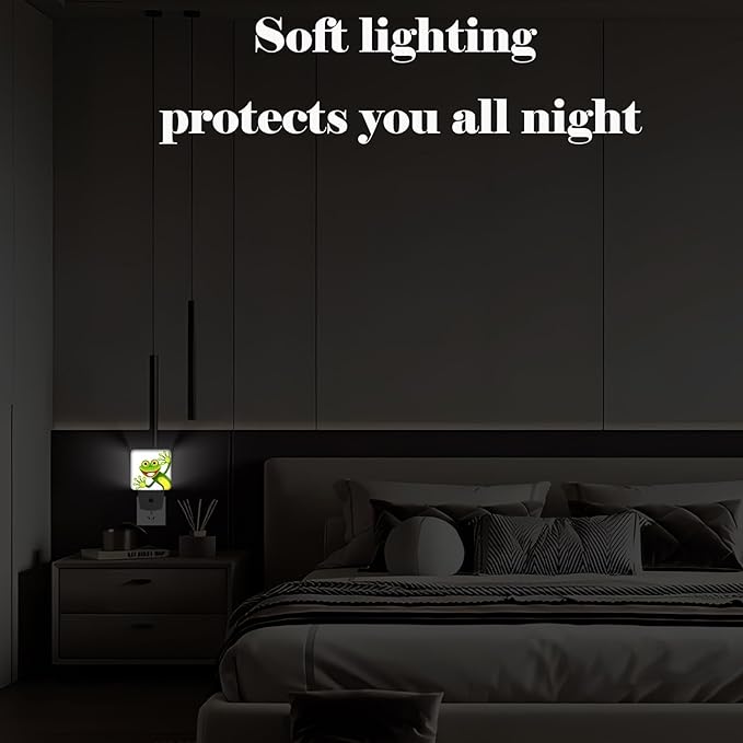 Funny Frog Night Light,Plug Into Wall for Boys Girls Bedroom Decorative Square Night Light Lamp 0.5w Sleep Friendly