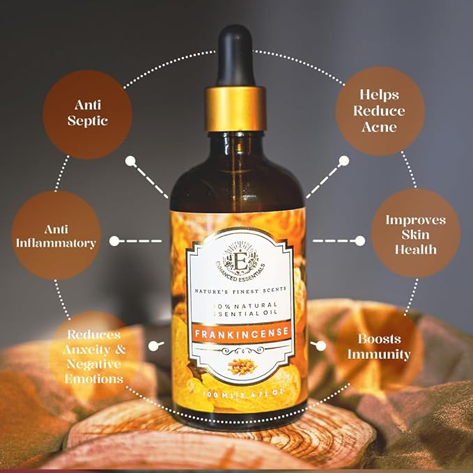 Luxurious Frankincense Essential Oil by Enhanced Essentials| Slow Distilled & Pure| for Home,Diffusers,Skin & Hair Care,Aromatherapy,Meditation,Incense,Soap & Candle Making|with Glass Dropper|100 ml Bloomnest