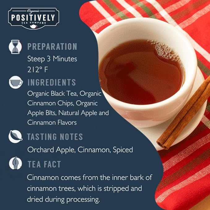 Organic Positively Tea Company, Cinnamon Apple Spice Black Tea, Loose Leaf, 16 Ounce - Bloomnest