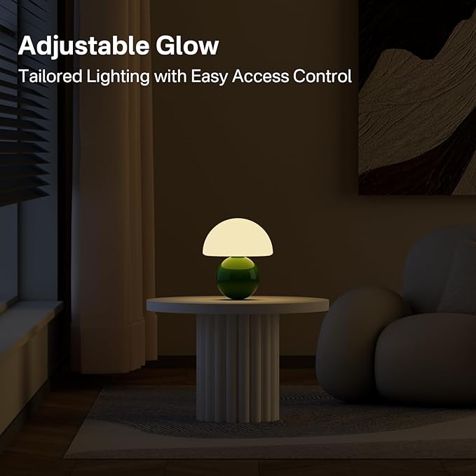 Mushroom Lamp Table Lamp for Bedroom,Desk Bedside Small Lamps for Living Room Night Stands,Mushroom Decor Cute Mini Modern Mid Century Lamps,Unique Aesthetic Home Decor(Christmas Green) - Bloomnest