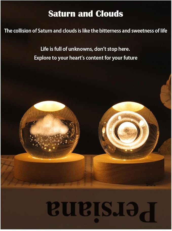 3D Crystal Ball Night Light Mood Lighting Cozy Comfort Gifts Home Decor lamp for Bedroom Space Lamps Happy Cozy Comfort Gifts (Dandelion) - Bloomnest