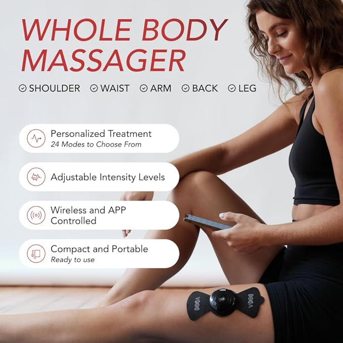 VPOD Deluxe Wireless TENS Unit Muscle Stimulator with Smartphone App Control - Bluetooth Enabled for Pain Relief Therapy - Rechargeable Portable Device for Back and Neck Pain MassageTherapyConcepts