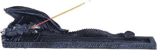 ICE ARMOR 10" W Black Dragon Incense Burner Sticks Holder Statue Sculpture Ornament Decoration Home/Room Decor Ideas for Housewarming, Holidays and Birthdays Great Collectible Addition - Bloomnest