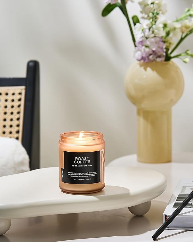 M&SENSE Coffee Candles Scented Strong, Organic Natural Soy Wax for Bedroom Kitchen Home Decor, 7.05oz 50 Hours Slow Burn Candle Highly Scented Candle Housewarming Gift for Men Women - Bloomnest