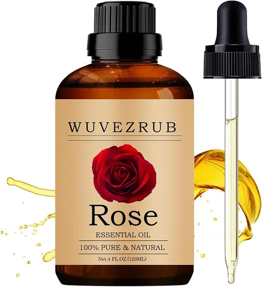 Rose Essential Oils 120ML, 100% Pure and Natural Essential Oil for Aromatherapy Diffuser - 4 Fl Oz/Rose WUVEZRUB